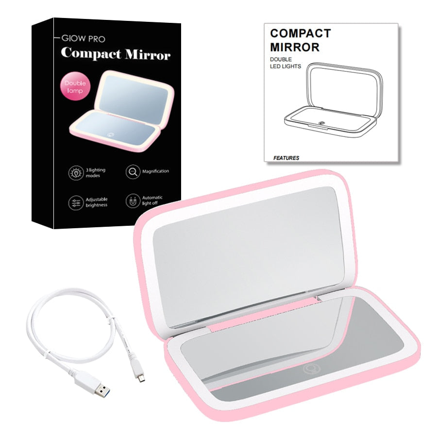 RYNX | Mini Led 10X Magnification Cosmetic Mirror With Different Light Settings, Usb Rechargeable