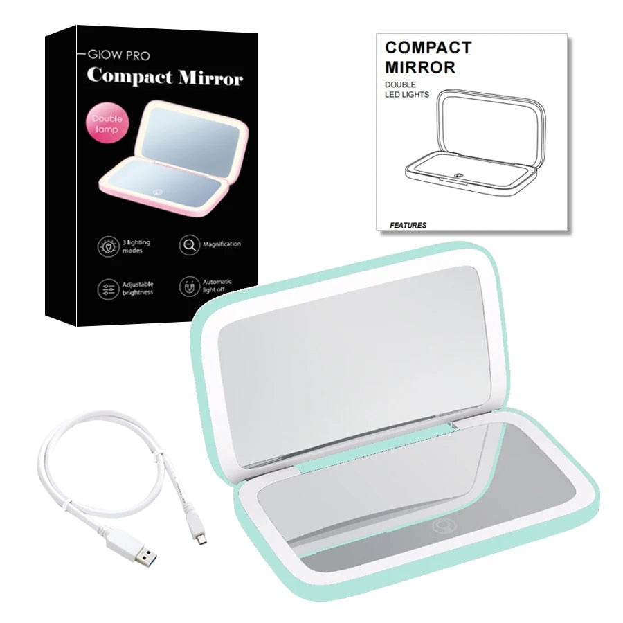 RYNX | Mini Led 10X Magnification Cosmetic Mirror With Different Light Settings, Usb Rechargeable
