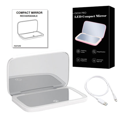 RYNX | Mini Led 10X Magnification Cosmetic Mirror With Different Light Settings, Usb Rechargeable