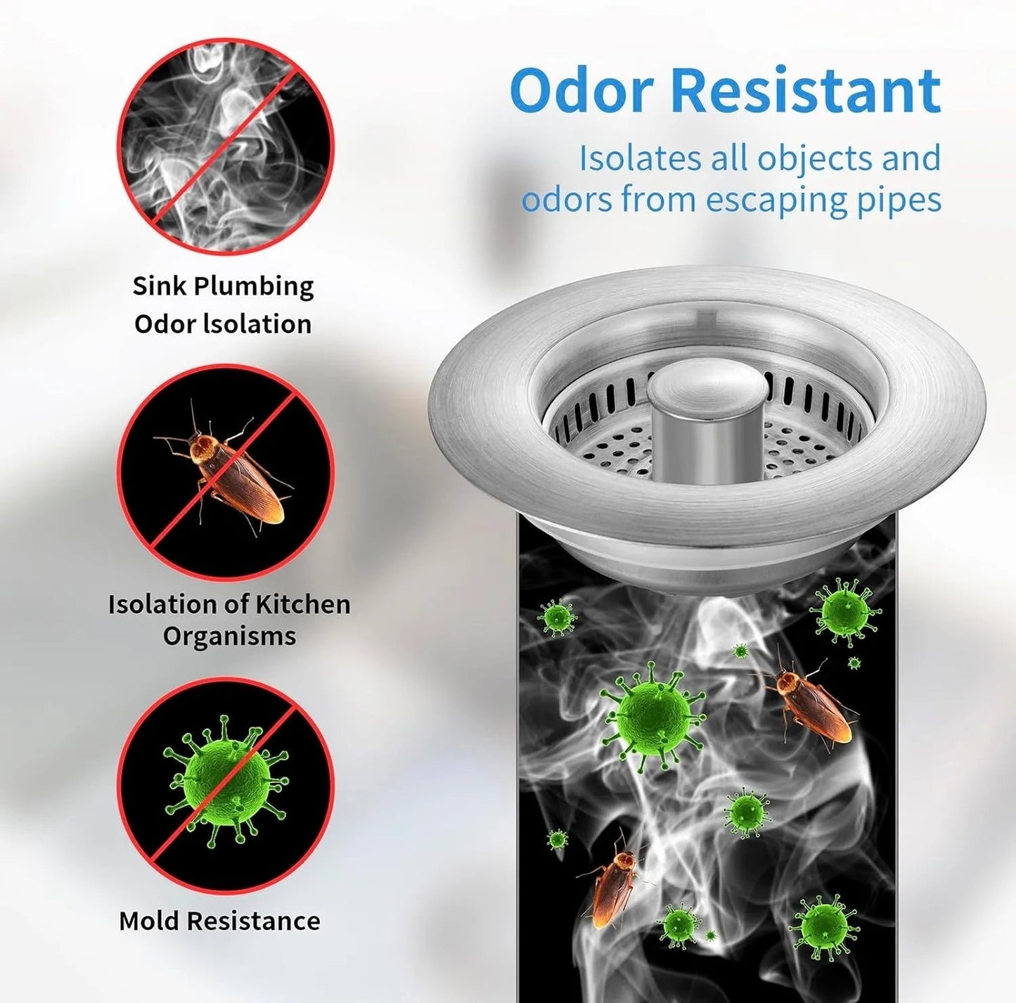 Rynx | Stainless Steel Pop-Up No-Odor Drain Filter