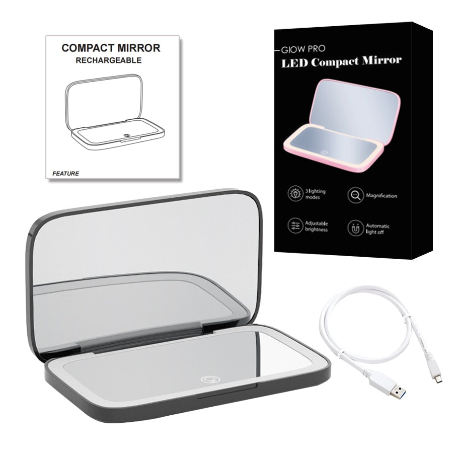 RYNX | Mini Led 10X Magnification Cosmetic Mirror With Different Light Settings, Usb Rechargeable