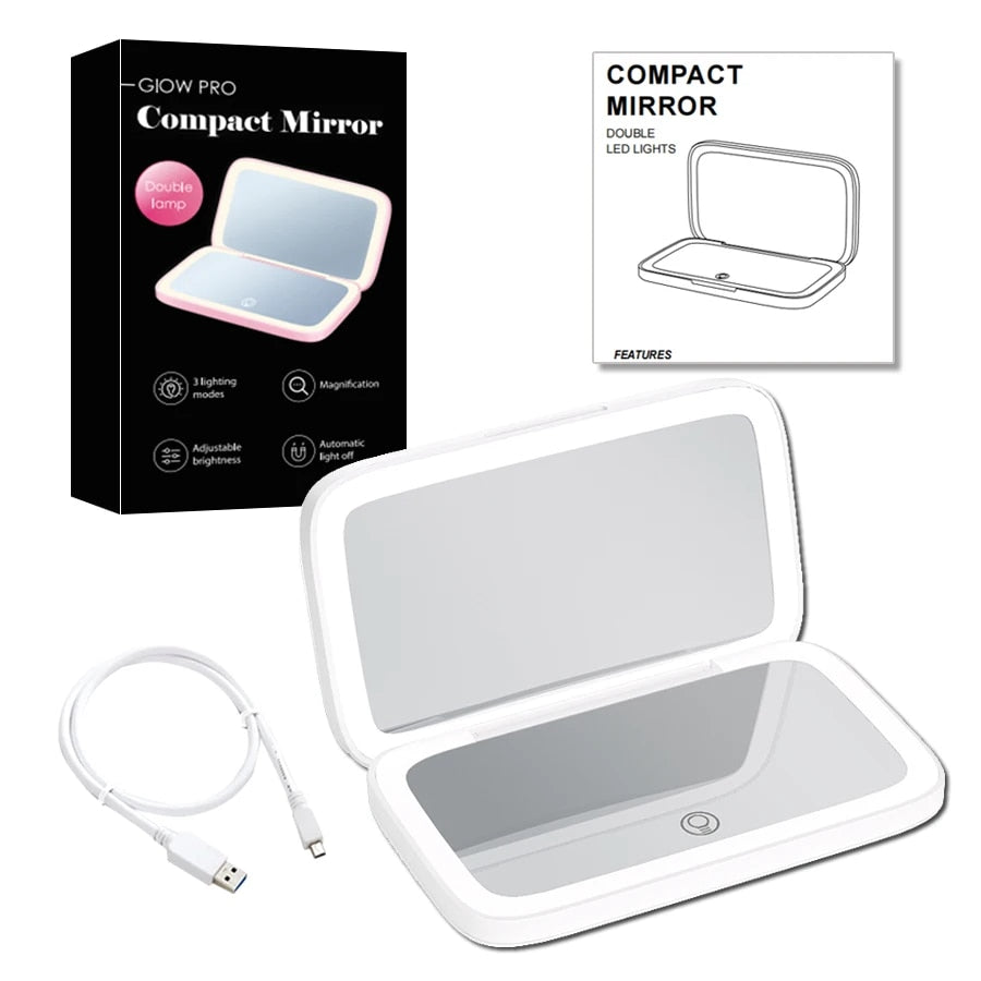 RYNX | Mini Led 10X Magnification Cosmetic Mirror With Different Light Settings, Usb Rechargeable