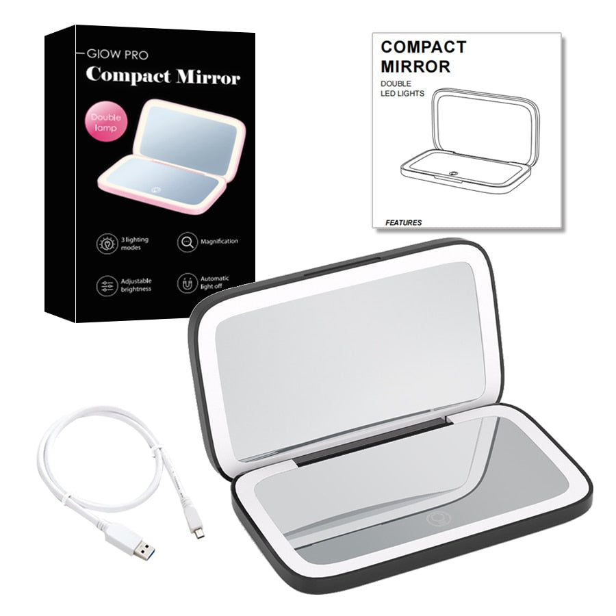 RYNX | Mini Led 10X Magnification Cosmetic Mirror With Different Light Settings, Usb Rechargeable