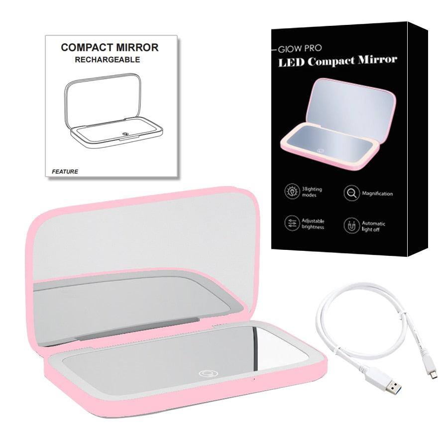 RYNX | Mini Led 10X Magnification Cosmetic Mirror With Different Light Settings, Usb Rechargeable