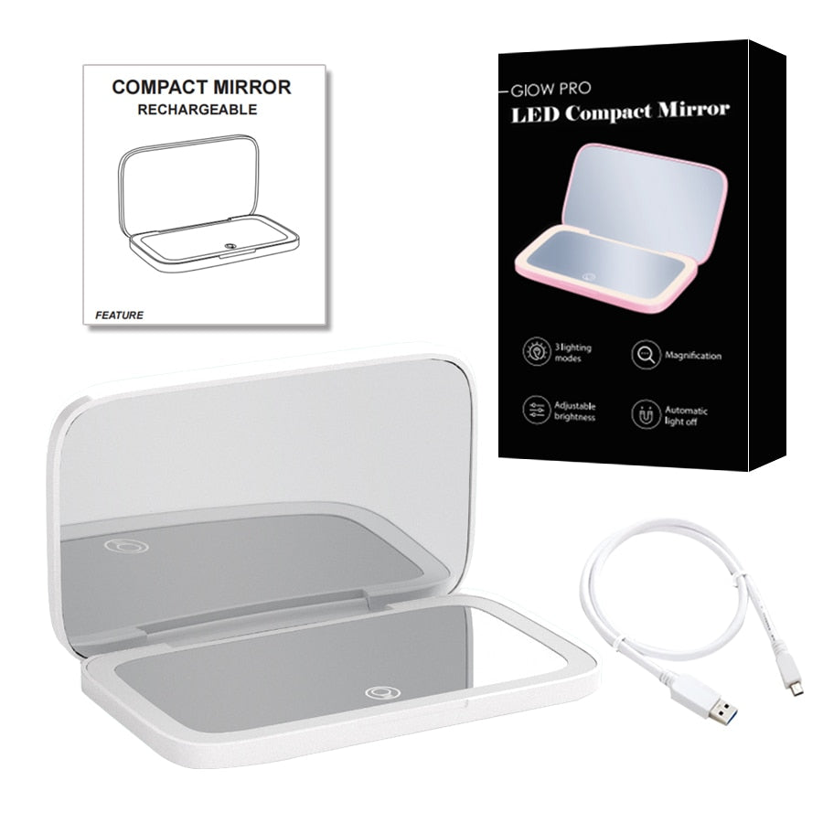 RYNX | Mini Led 10X Magnification Cosmetic Mirror With Different Light Settings, Usb Rechargeable