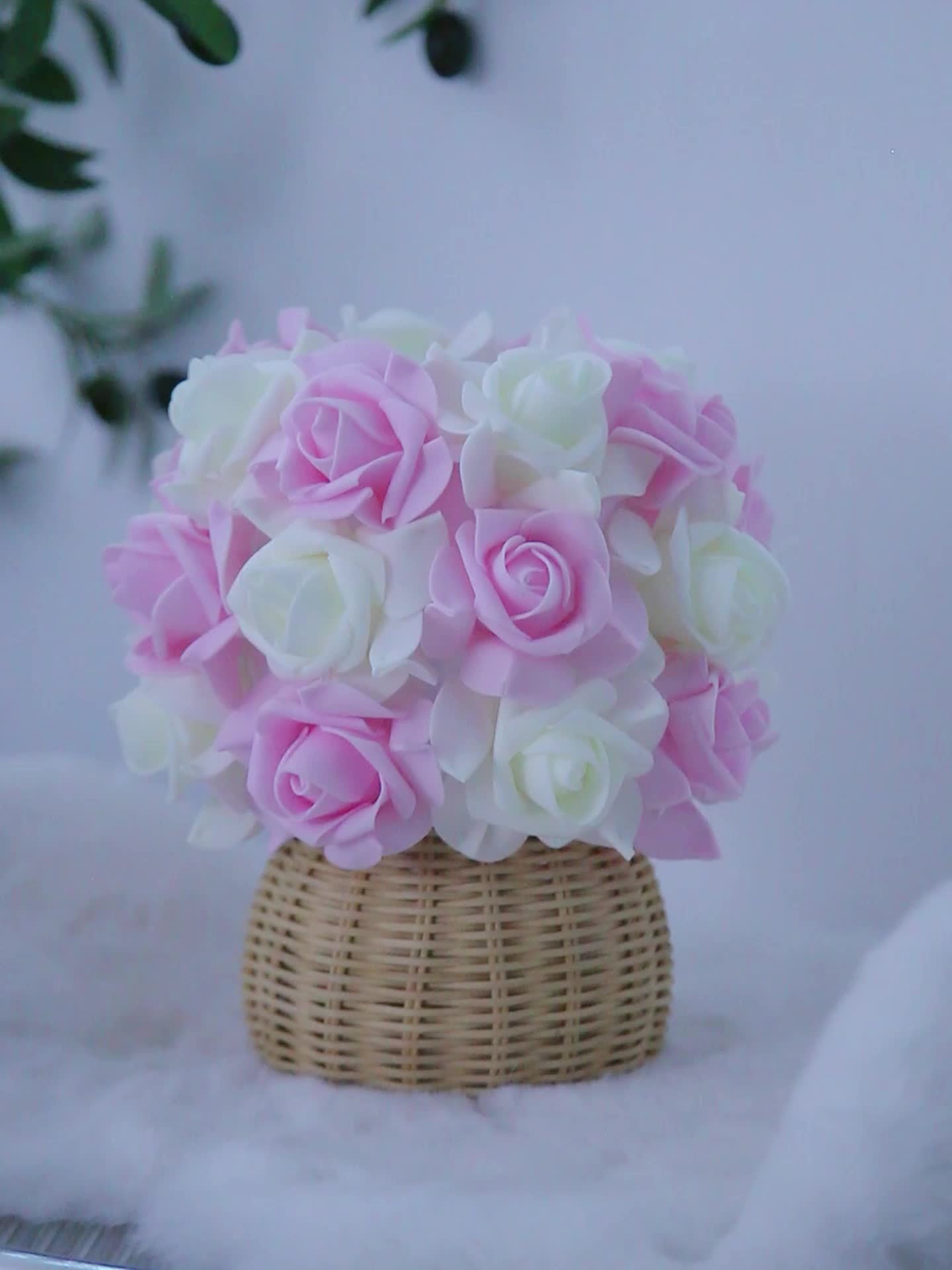 Rynx | FloraGlow - Art Deco USB Rose Table Lamp with Polished Base and Light Bulb