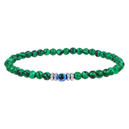 RYNX | Made 4mm Natural Stone Bracelet with Evil Eye - Thor Edition for Men Malachite