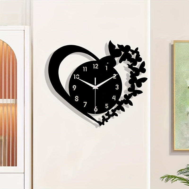 Rynx | Silent Heart-Shaped Acrylic Wall Clock - Frameless Love Design for Living Room, Bedroom & Office