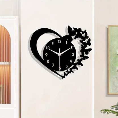 Rynx | Silent Heart-Shaped Acrylic Wall Clock - Frameless Love Design for Living Room, Bedroom & Office