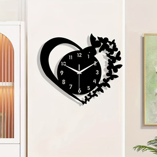 Rynx | Silent Heart-Shaped Acrylic Wall Clock - Frameless Love Design for Living Room, Bedroom & Office