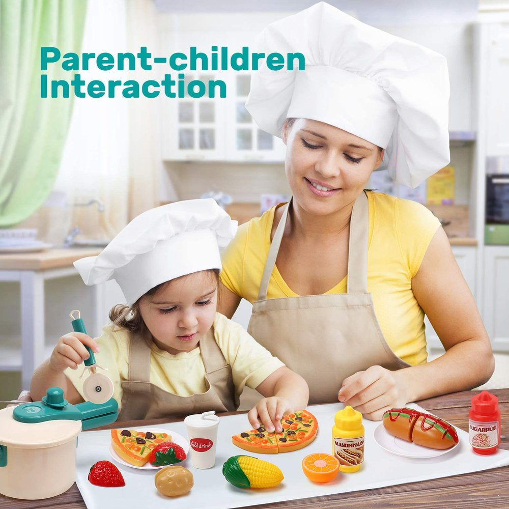 Rynx | 40PCS Kids Kitchen Pretend Play Toy Chef Set with Pots and Pans Kitchen Equipment Cutting Play Food Amazing Gift for Toddlers Boys Girls Indoor Play