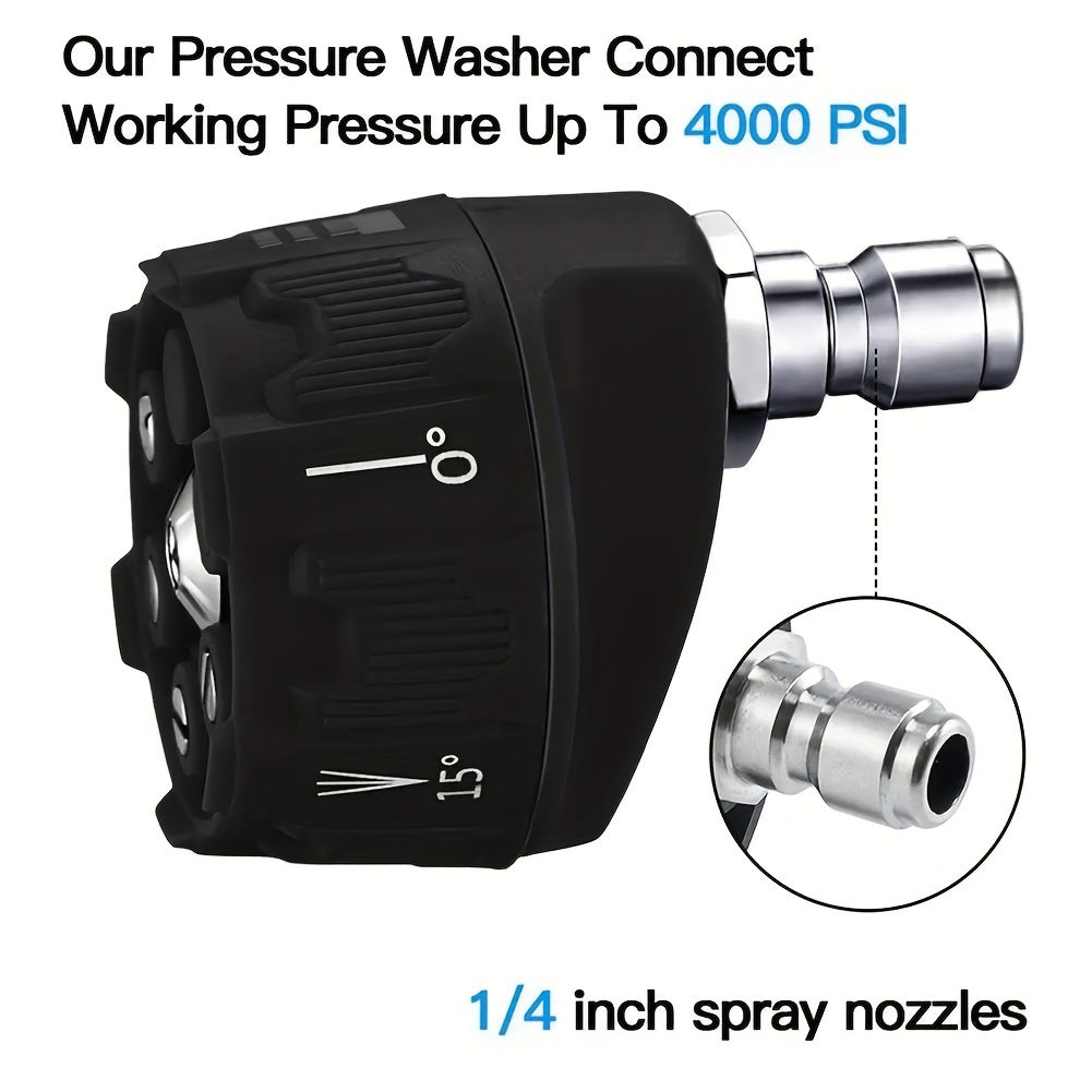 Rynx | 5-in-1 High Pressure Washer Spray Nozzle - Universal Quick Connect, Multi-Angle Watering Tool with Adjustable Tips (0°, 15°, 25°, 40°) and Soap Dispenser for Garden, Vehicle, and Surface Cleaning