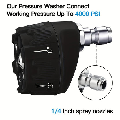 Rynx | 5-in-1 High Pressure Washer Spray Nozzle - Universal Quick Connect, Multi-Angle Watering Tool with Adjustable Tips (0°, 15°, 25°, 40°) and Soap Dispenser for Garden, Vehicle, and Surface Cleaning