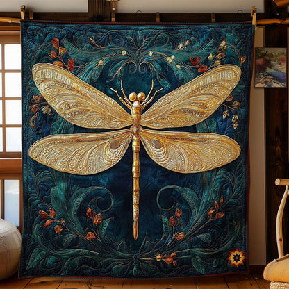 Rynx | Abstract Gold Dragonfly Quilt