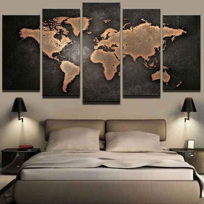Rynx | 5 pieces world map oil painting