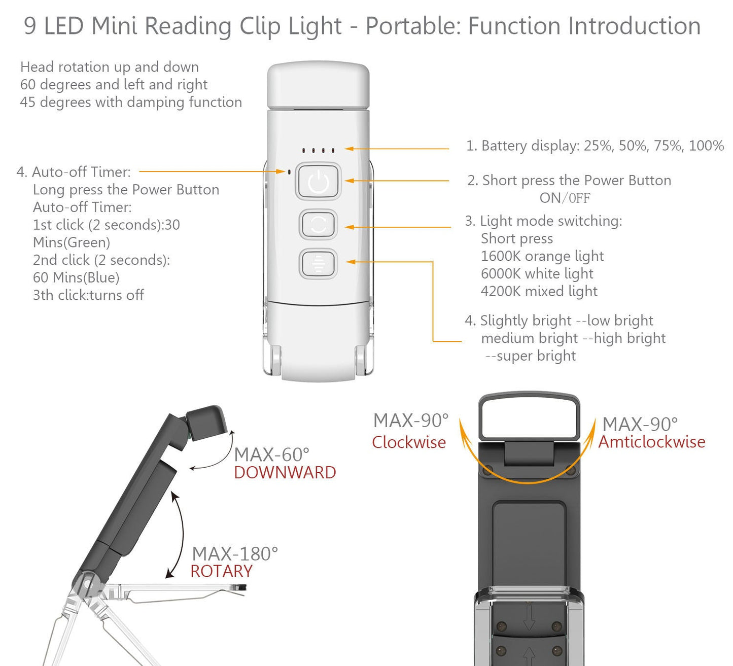 Rynx | Portable USB Reading Lamp: Eye Protection