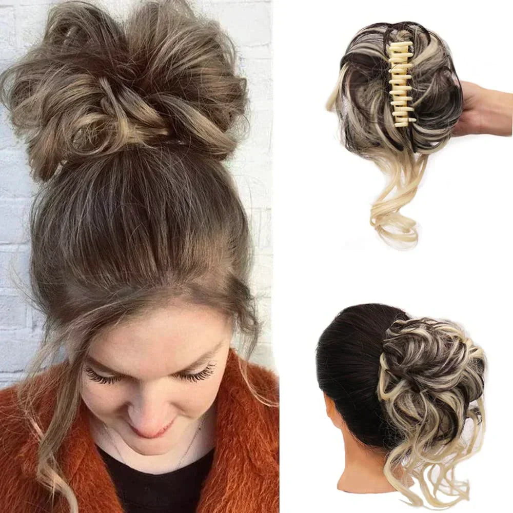 RYNX | Curlybun: Instant Curled Bun Hair Clip Gold brown & Bleach blonde