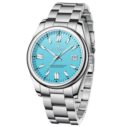 Rynx | Men's luxury analog quartz chronograph watch, waterproof stainless steel wristwatch