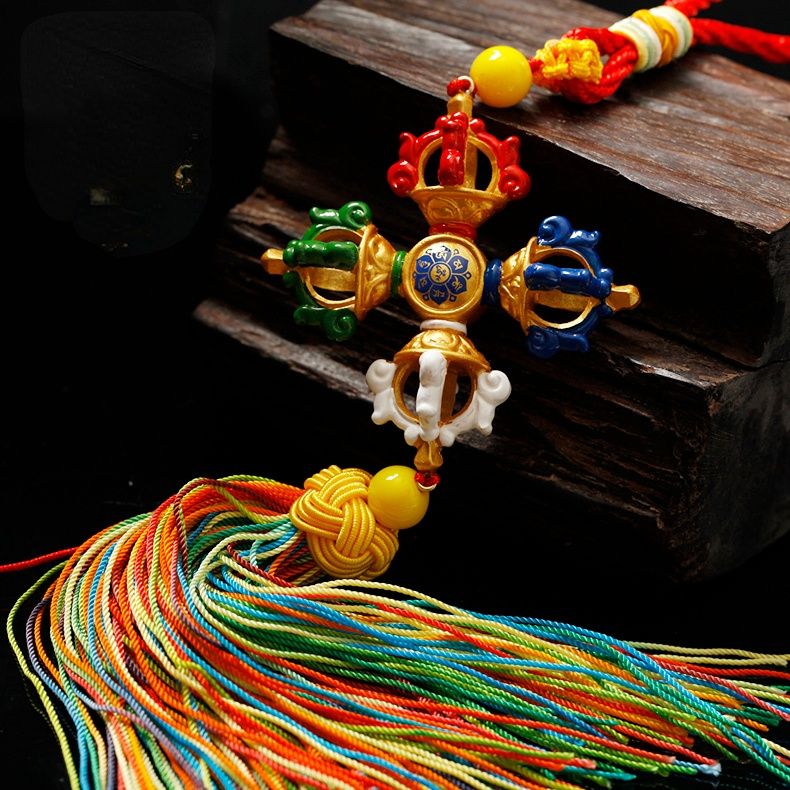 Rynx | Tibetan Ping'an hanging with Tantric Ten Phases Free Spinning Drum, Vajra mortar Bilanheng decorative pendant