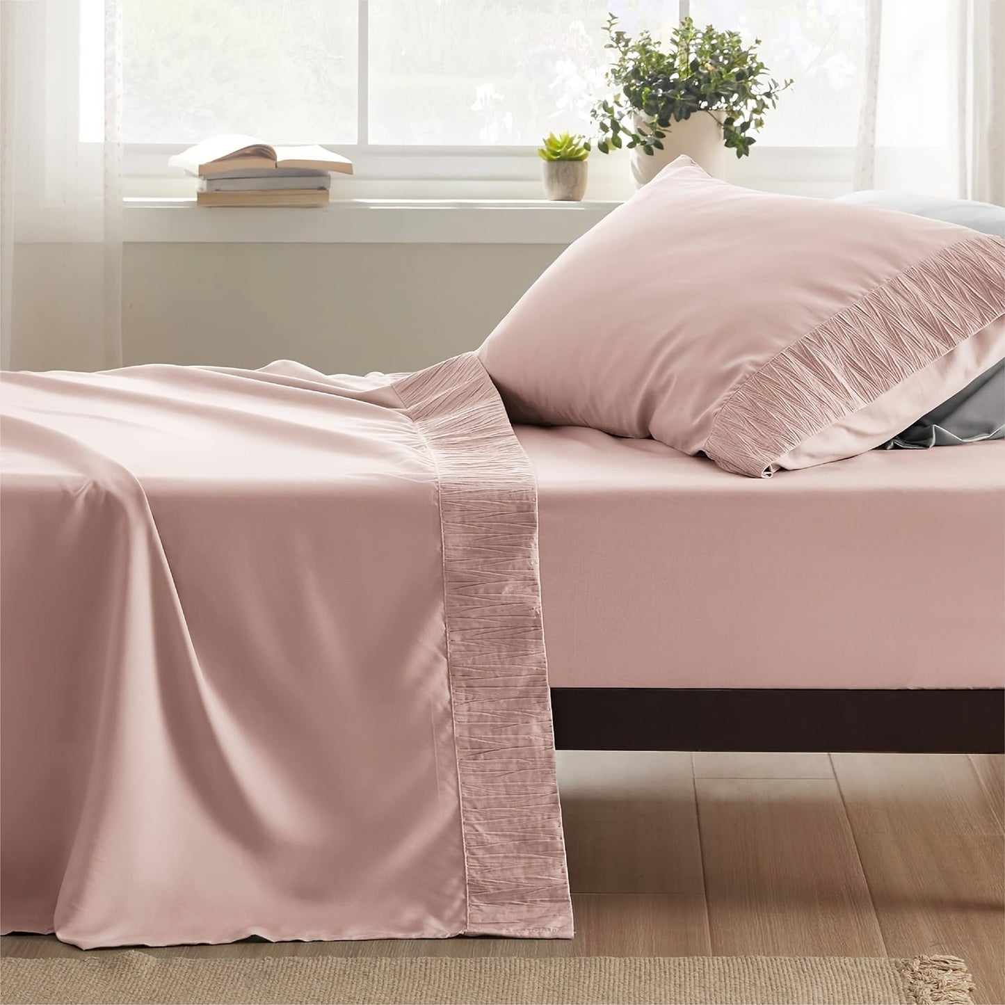 Rynx | 4 Piece Luxurious Microfiber Sheet Set – 14" Deep Pocket, Pinch Pleat Design, Shrink and Fade Resistant, Soft and Comfortable Bedding with Pillowcase, Flat and Fitted Sheets, All-Season Dorm Bedding
