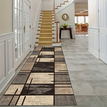Rynx | Geometric Absorbent Non-Slip Rugs – Stain-Resistant, Waterproof Long Strip Floor Mat, Nordic Corridor Carpet, Anti-Skid Foyer and Hallway Rug, Modern Home Decor