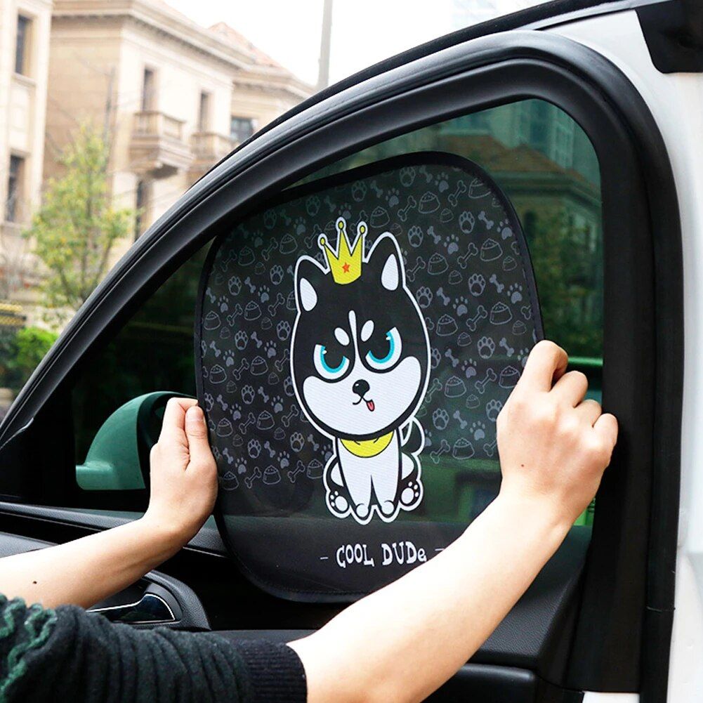 Rynx | Adorable Animal Cartoon Car Window Sunshades - 2PCS, Universal Fit, Anti-UV, Privacy Protection