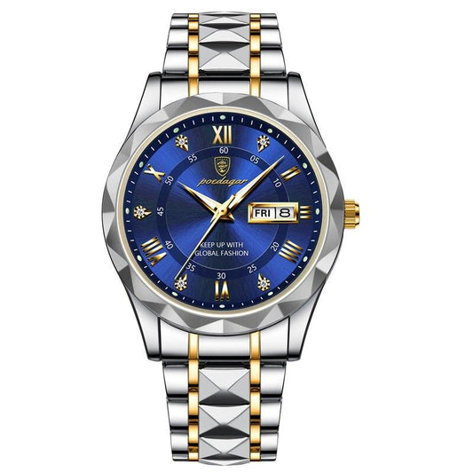 Rynx | Luxury Stainless Steel Quartz Men's Watch with Luminous Date Week Display