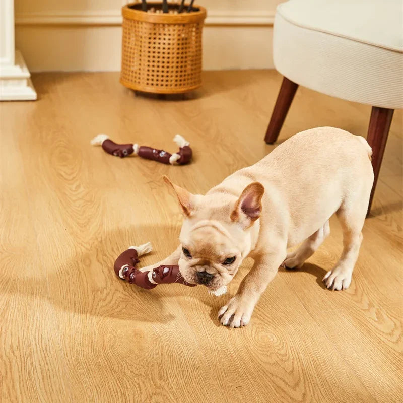 Rynx | Durable Cotton Rope & Vinyl Sausage Toy for Pets