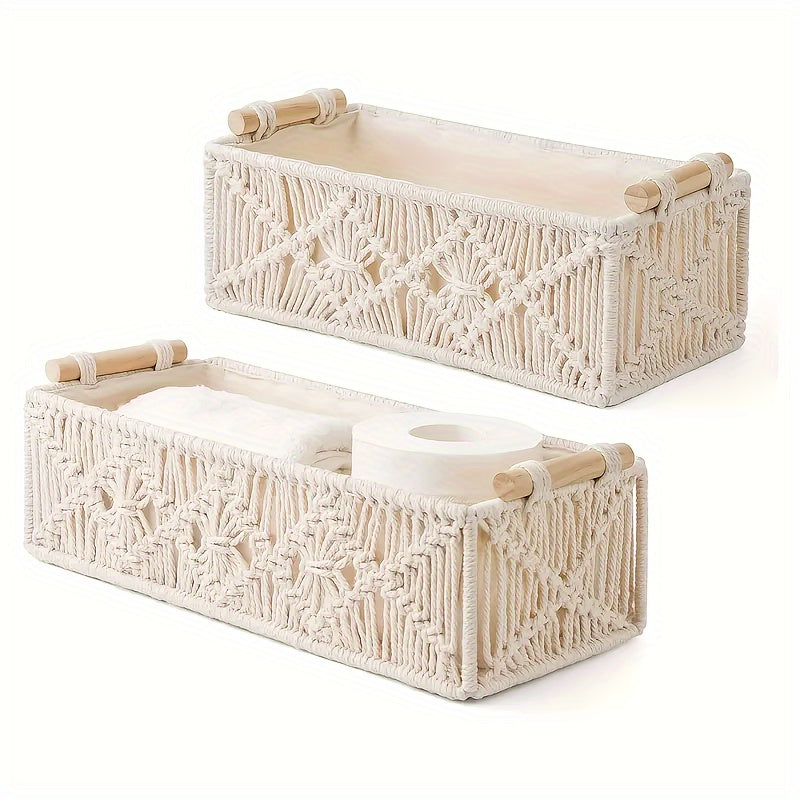 Rynx | Boho Storage Basket – Handmade Woven Organizer for Bathroom, Bedroom, and Living Room