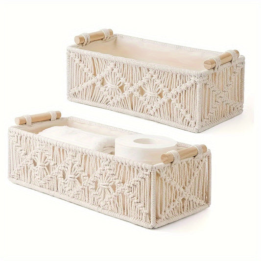 Rynx | Boho Storage Basket – Handmade Woven Organizer for Bathroom, Bedroom, and Living Room