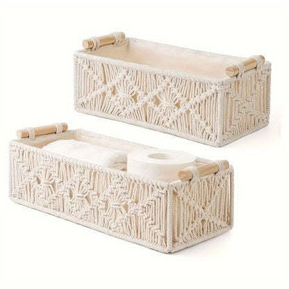 Rynx | Boho Storage Basket – Handmade Woven Organizer for Bathroom, Bedroom, and Living Room