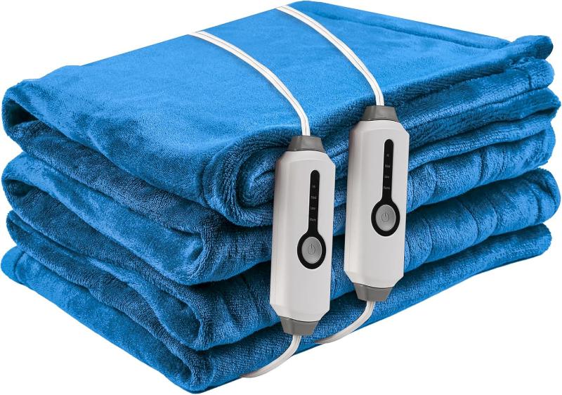 Rynx | Heated electric throw blanket, cozy flannel heating blanket with 4 heat settings