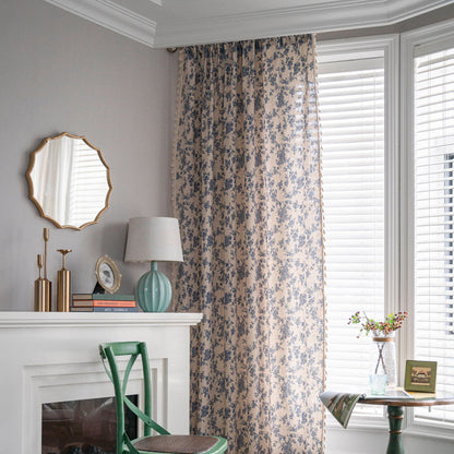 Rynx | Cotton and linen printed kitchen curtain beige tassel small window semi-shadow bay window decoration