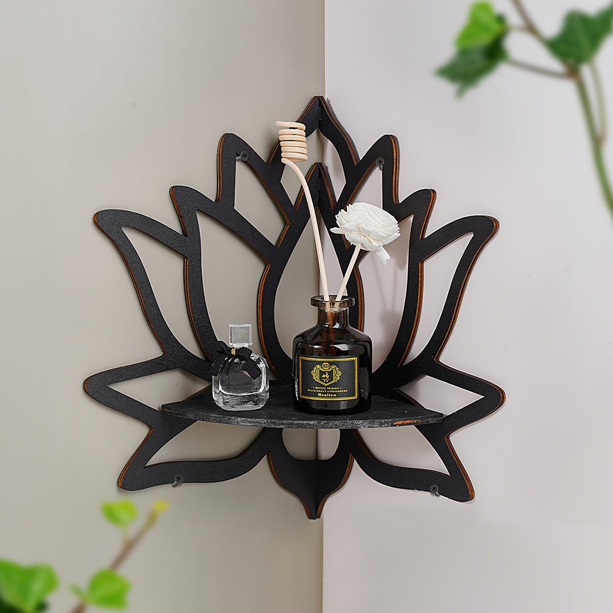 Rynx | LotusWood - Floating Wood Shelf in Lotus Shape