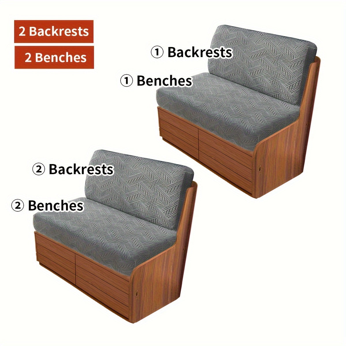 Rynx | 4PCS Bohemian Style RV Sofa Cushion Cover Set - Elastic Fabric Slipcovers, Comfortable and Easy to Install | Machine Washable, Dust & Pet Bite Proof, Waterproof, Stain Resistant | Sofa Protection for Two-Seat Sofas, RV and Camping Vehicle