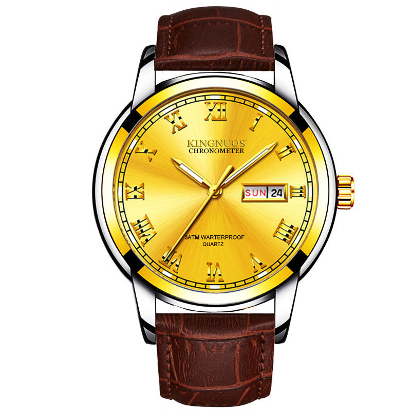 Rynx | Transnational Hot Double Calendar Steel Belt Watch Business Non-mechanical