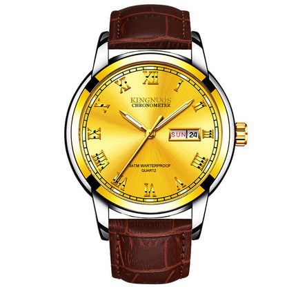 Rynx | Transnational Hot Double Calendar Steel Belt Watch Business Non-mechanical