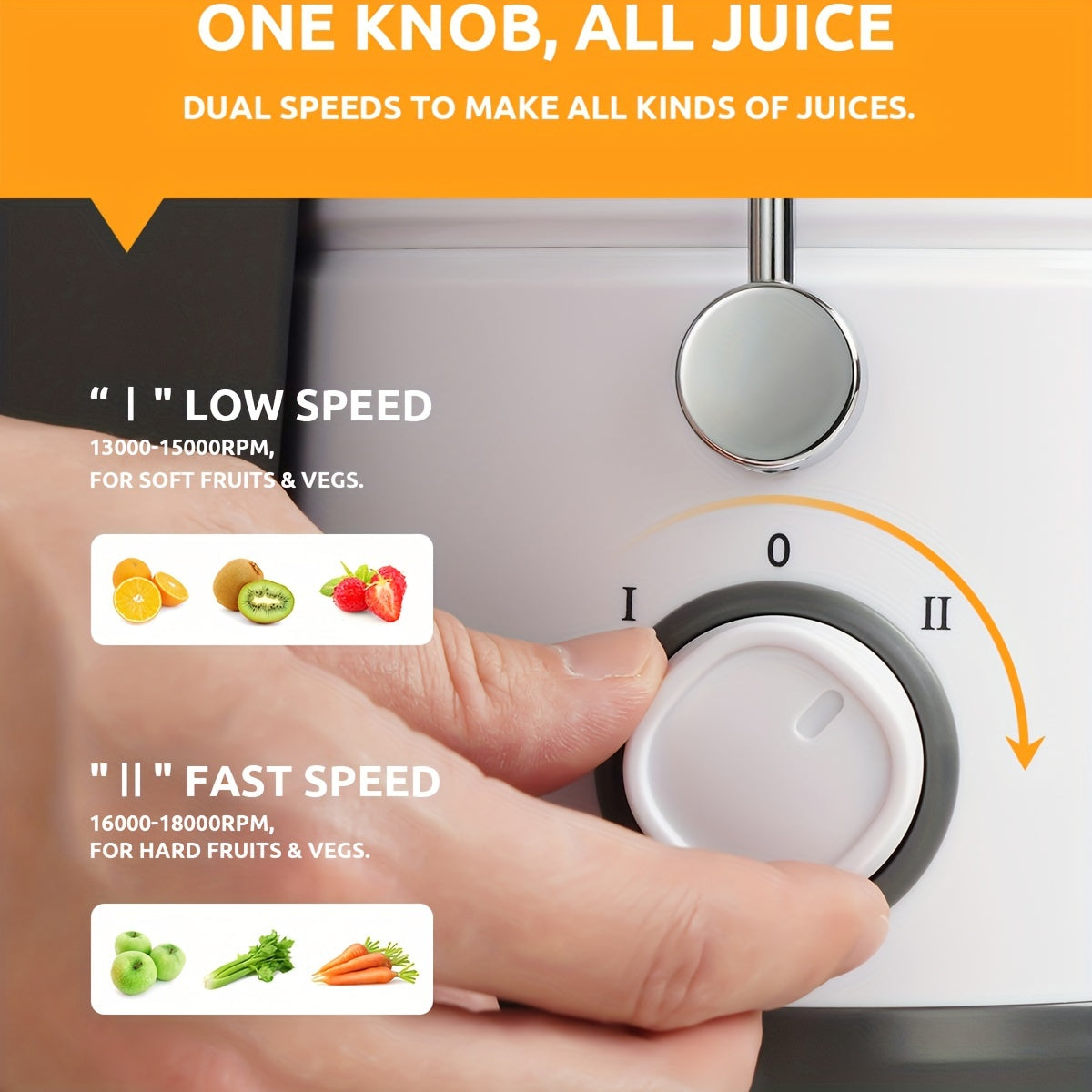 Rynx | 800W GDOR Power Centrifugal Juicer - 3" Wide Feed Chute, Dual Speed Settings, Anti-Drip, BPA-Free | Efficient Juice Maker for Fruits and Vegetables | Easy Cleaning, Compact Design - White