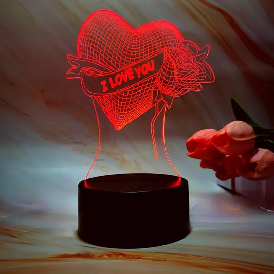 Rynx | HartLicht - 3D LED Illusion Lamp with Touch Control, 7 Colors & USB/Battery Power