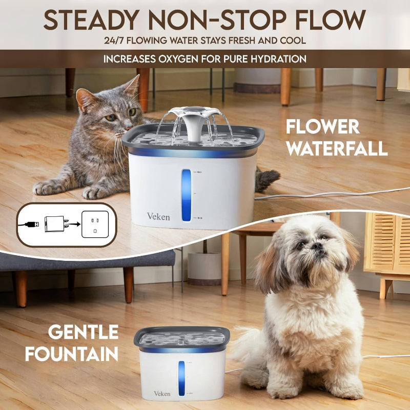 Rynx | 95oz Pet Water Fountain, Automatic Dispenser with Filters for Cats and Dogs