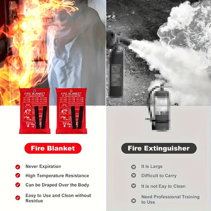 Rynx | 4 Piece Premium Fiberglass Fire Blankets - Heat-Resistant, Compact and Reusable for Kitchen, Home, School, Office, Camping, and Car Emergencies