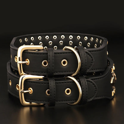 Rynx | 2" Wide Spiked Leather Dog Collar Adjustable for Pitbull, Bulldog and Large Dogs