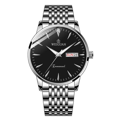 Rynx | Full-automatic Fashion-based Men's Double Calendar Luminous Waterproof Watch Silver steel black surface