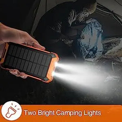 Rynx | ChargePro Solar Powerbank | Wireless Charger | 15W Fast Charging Function | 6 Outputs | Integrated Cables | Portable & Waterproof