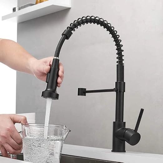 Rynx | Elegant BLACK Kitchen Faucet ANW HOME HF-7015B / Practical Pull-Out Spout / Two Water Flow Modes / Universal Installation