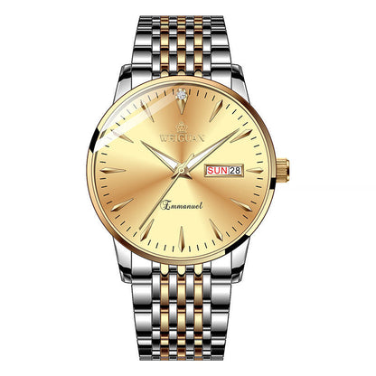 Rynx | Full-automatic Fashion-based Men's Double Calendar Luminous Waterproof Watch Gold Strap Gold Noodles