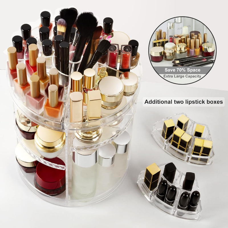 Rynx | 360° rotating makeup dispenser, adjustable cosmetic storage with 8 layers