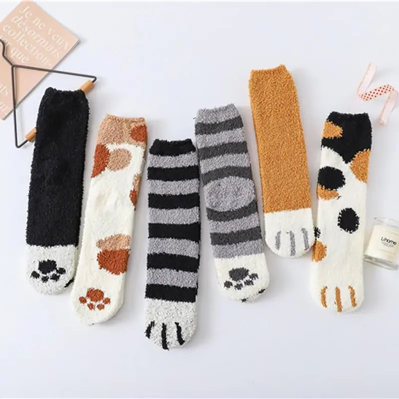 Rynx | Cozy Cat Paw Socks – Plush Fleece Ankle Socks with Elastic Fit
