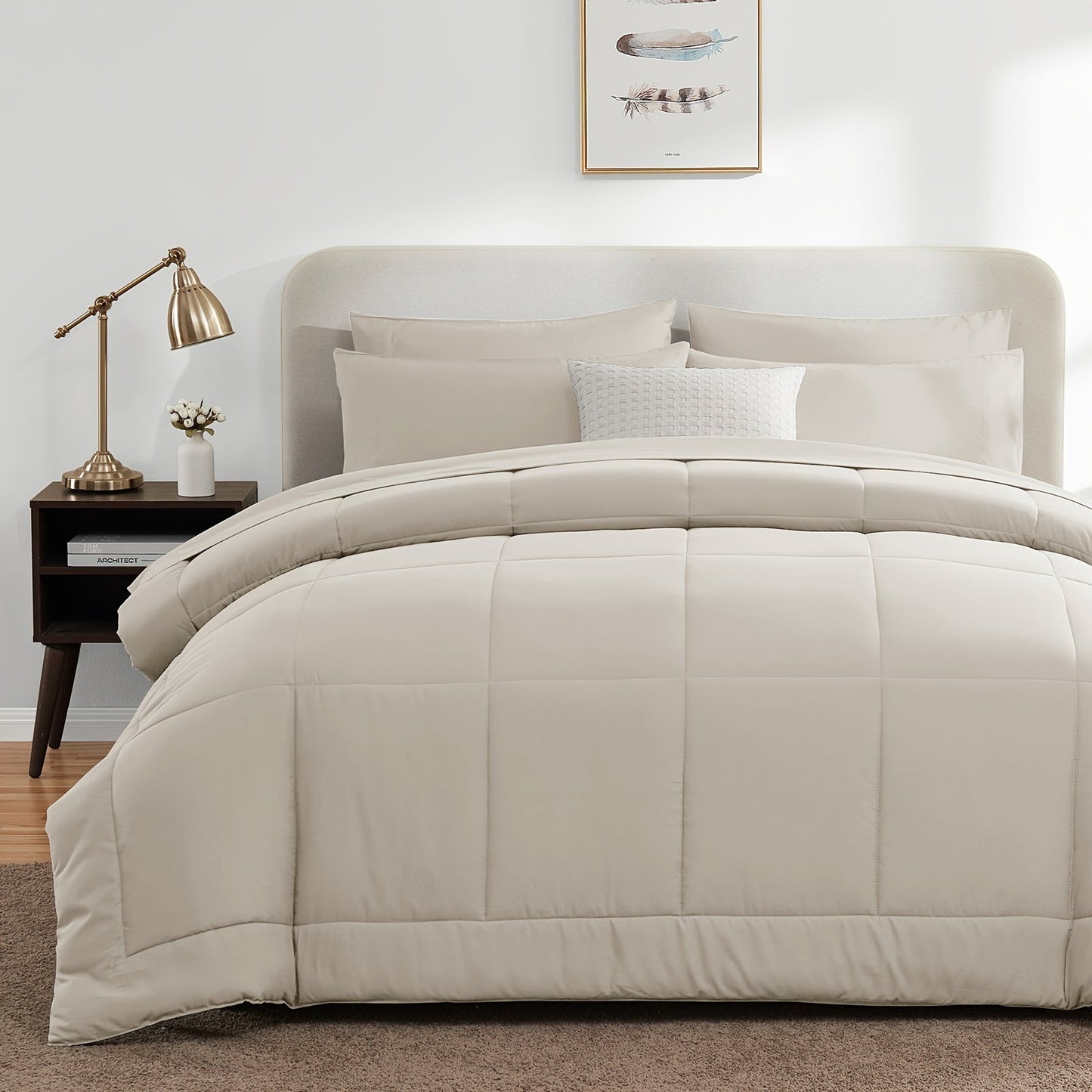Rynx | 7 Pcs Bed In A Bag - Bedding Set with All Season Quilted Comforter, Flat Sheet, Fitted Sheet, Pillowcases - Black, Queen