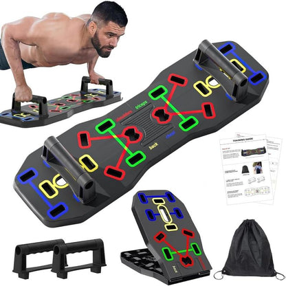 Rynx | 10-in-1 Portable Push Up Board with Foldable Push Up Bars for Strength Training
